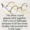 glasses 'he wore round'